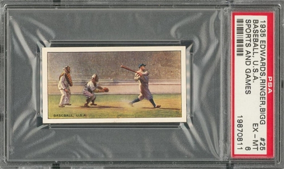 1935 Edwards, Ringer & Bigg Tobacco "Sports & Games In Many Lands" #25 Babe Ruth – PSA EX-MT 6